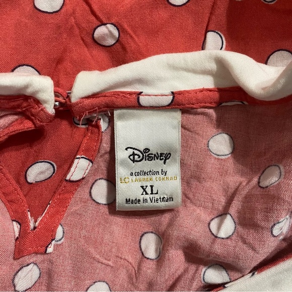 Disney LC Lauren Conrad Pink Polka Dot Mickey Minnie Mouse Top Blouse - Picture 7 of 8